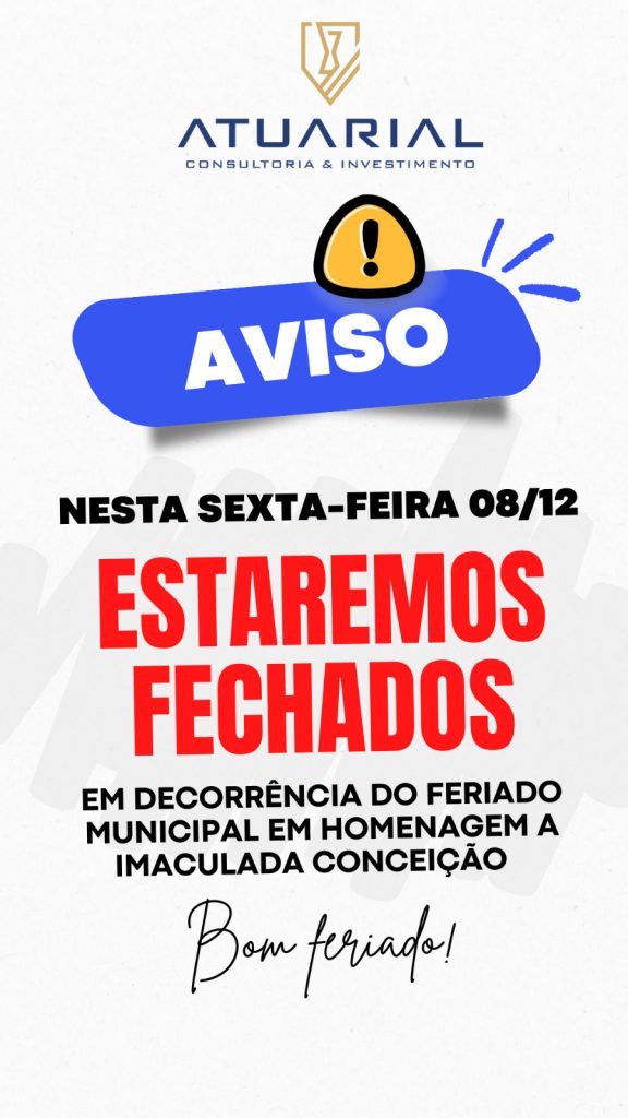 Nesta sexta-feira 08/12 estaremos fechados em decorrência do feriado municipal em homenagem a Imaculada Conceição.